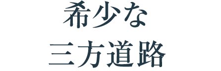 希少な三方道路